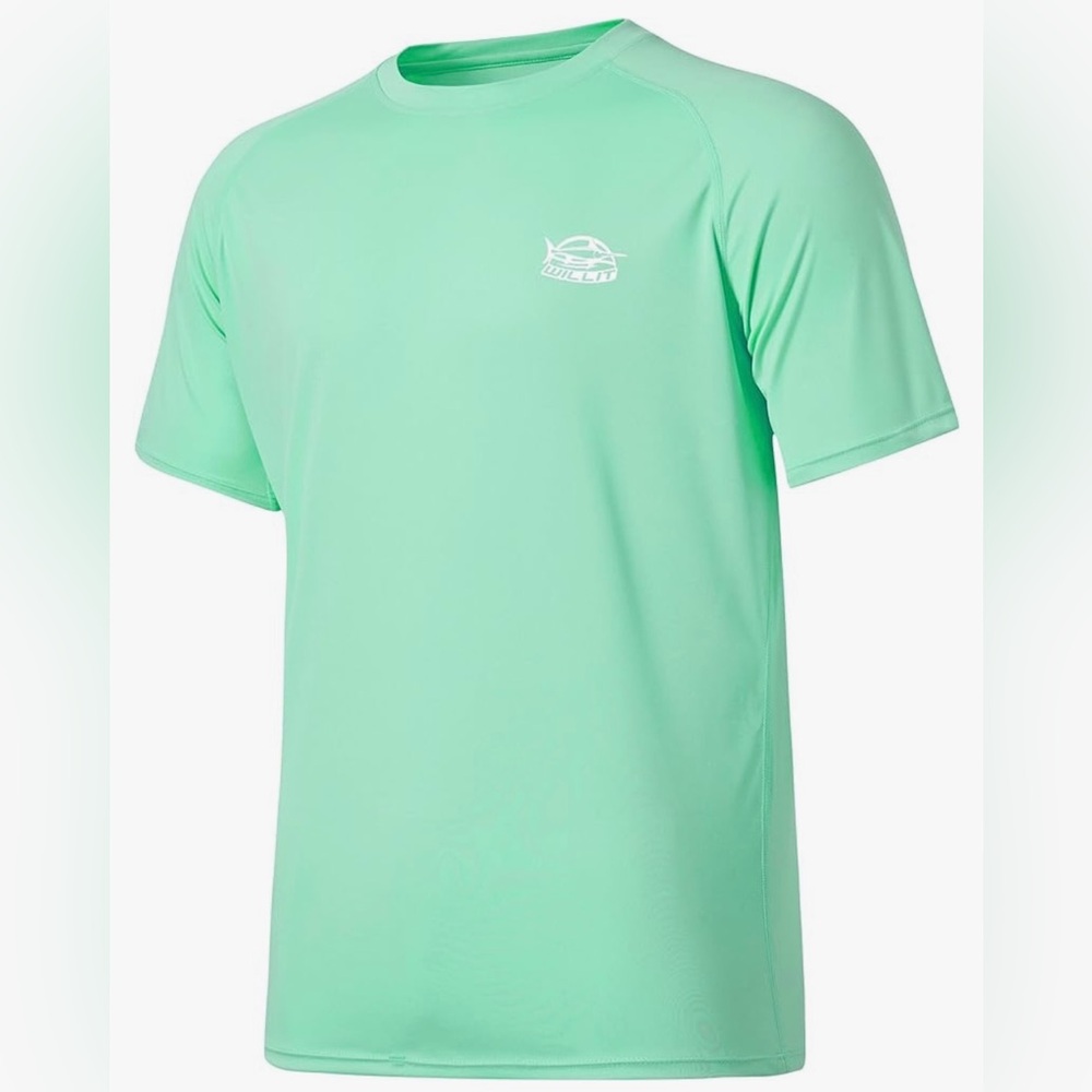 Willit Light Green Short Sleeve Swim Shirt. UPF Protection 50+. Size: Large